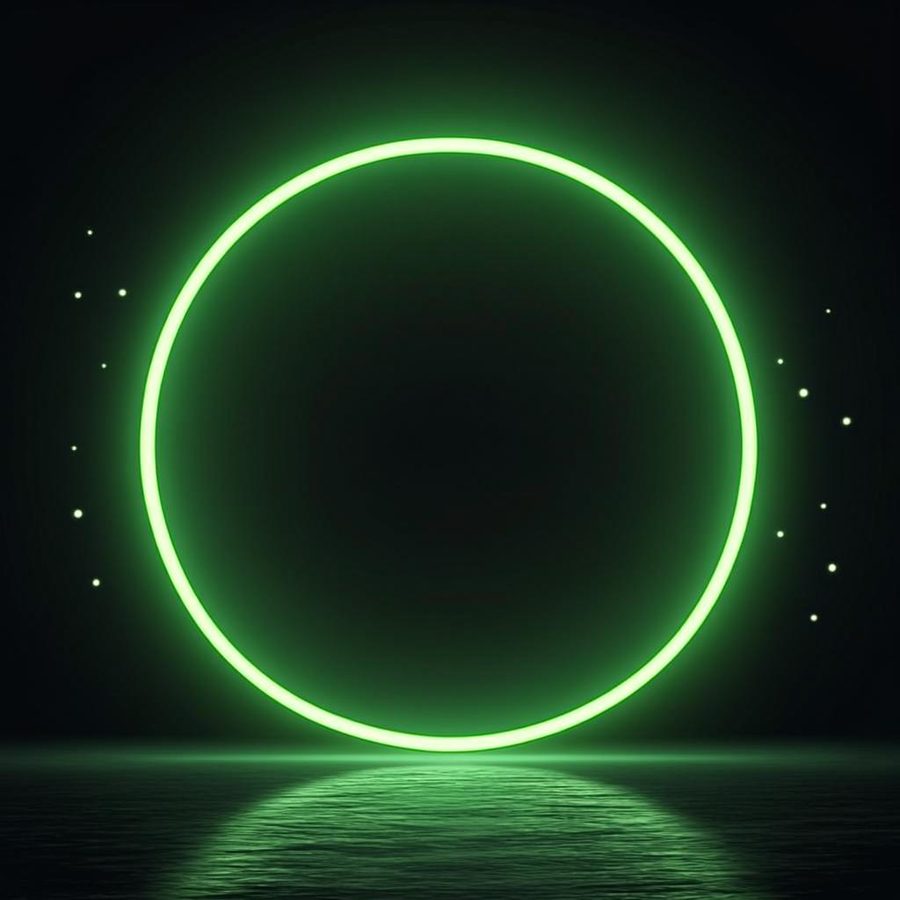Abstract render of a glowing emerald ring of light over a dark surface